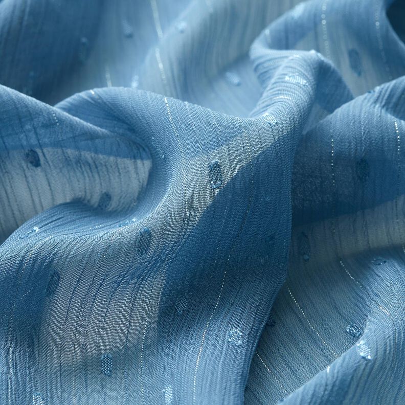 Mousseline Dobby métallisée à fines rayures – bleu brillant/argent métallisé,  image number 2