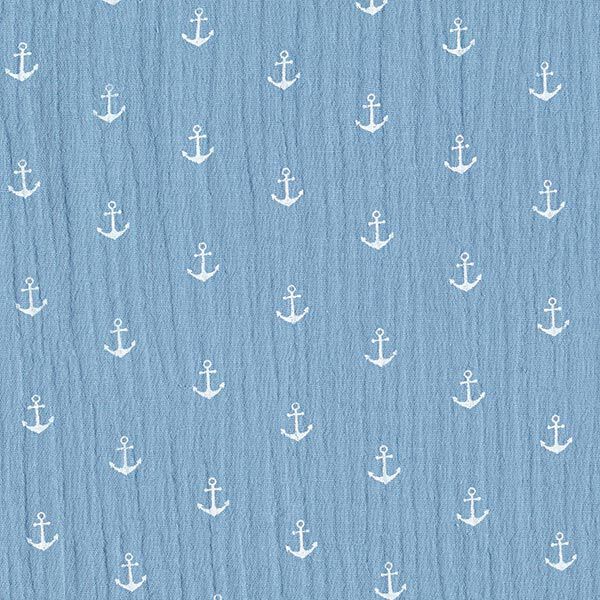 Tissu double gaze de coton Ancre – bleu pigeon/blanc,  image number 1