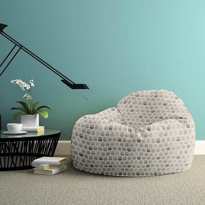 Tissu en coton Cretonne hibou – crème/gris,  image number 7