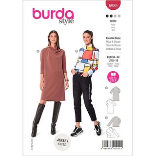 Robe / Chemisier à col montant | Burda 5989 | 34-44, 