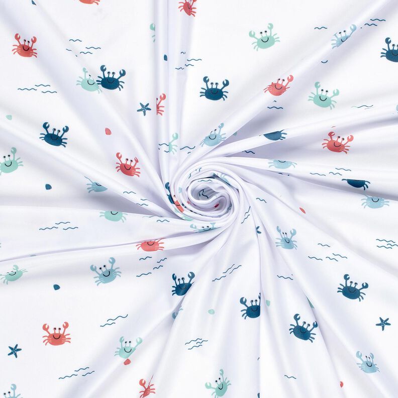 Tissus pour maillot de bain UPF50 Crabes joyeux – blanc/homard,  image number 3