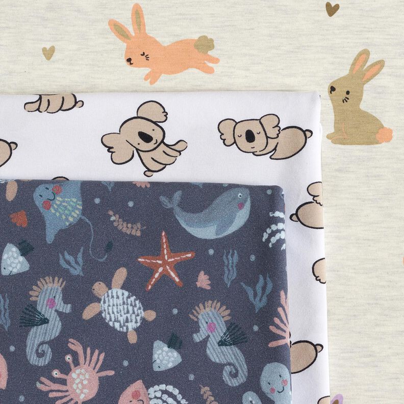 Jersey coton Jolies créatures marines Impression numérique | Poppy Fabrics – bleu nuit,  image number 5