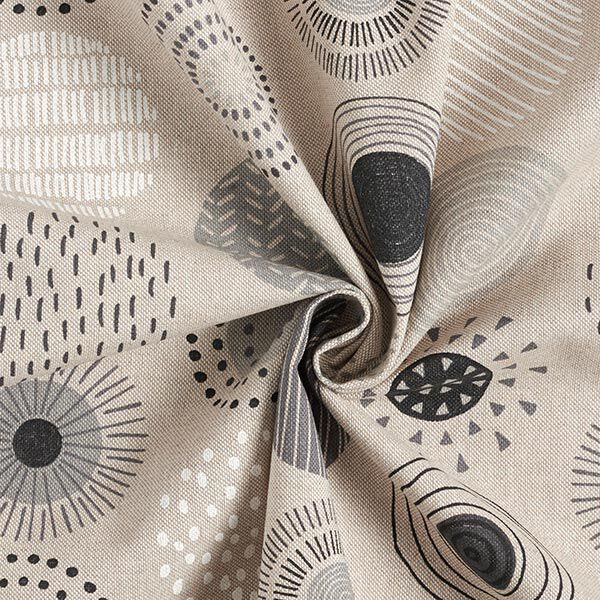 Tissu de décoration Semi-panama cercles peints – gris/nature,  image number 3