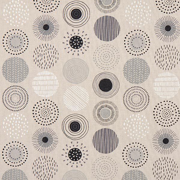 Tissu de décoration Semi-panama cercles peints – gris/nature,  image number 1