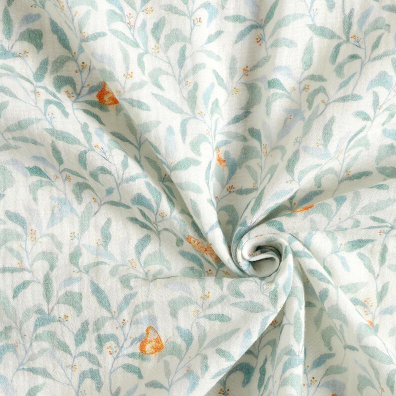 Tissu double gaze de coton Prairie avec papillons Impression numérique | Poppy Fabrics – ivoire,  image number 3