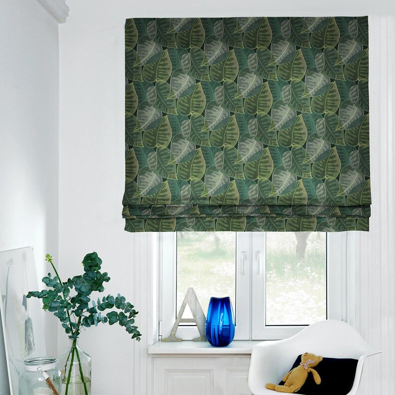Tissu de décoration Sergé coton Feuilles minimalistes – vert foncé, image number 6