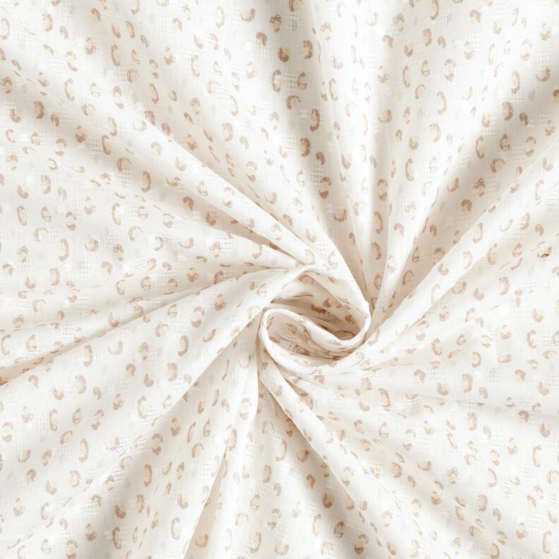 Batiste de coton fin Imprimé léopard ajouré en dobby – blanc/anémone,  image number 3