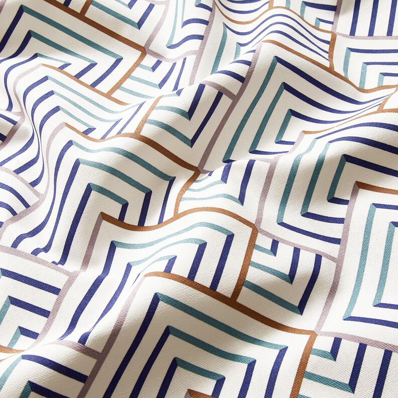 Tissu de décoration Semi-panama losanges modernes – blanc/bleu, image number 2