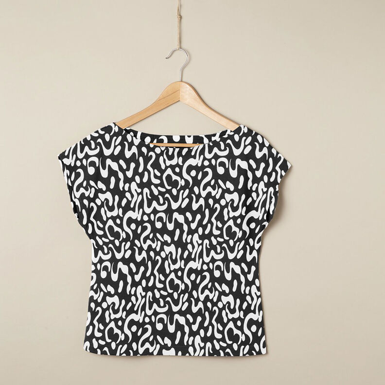 Jersey viscose Motif léopard abstrait – noir/blanc,  image number 6