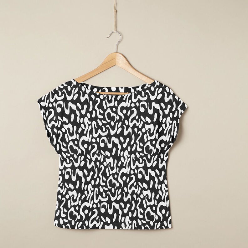 Jersey viscose Motif léopard abstrait – noir/blanc, image number 6