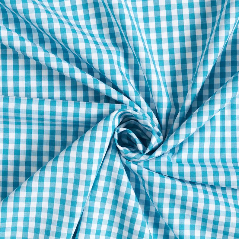 Popeline coton petit Vichy – turquoise/blanc,  image number 4