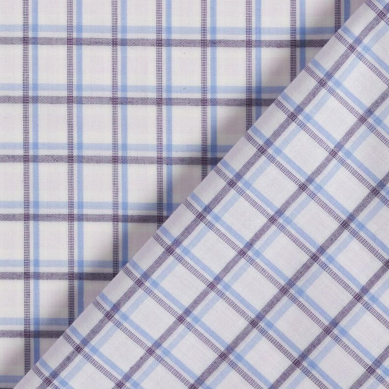 Tissu pour chemise à carreaux décalés – blanc/bleu clair, image number 4