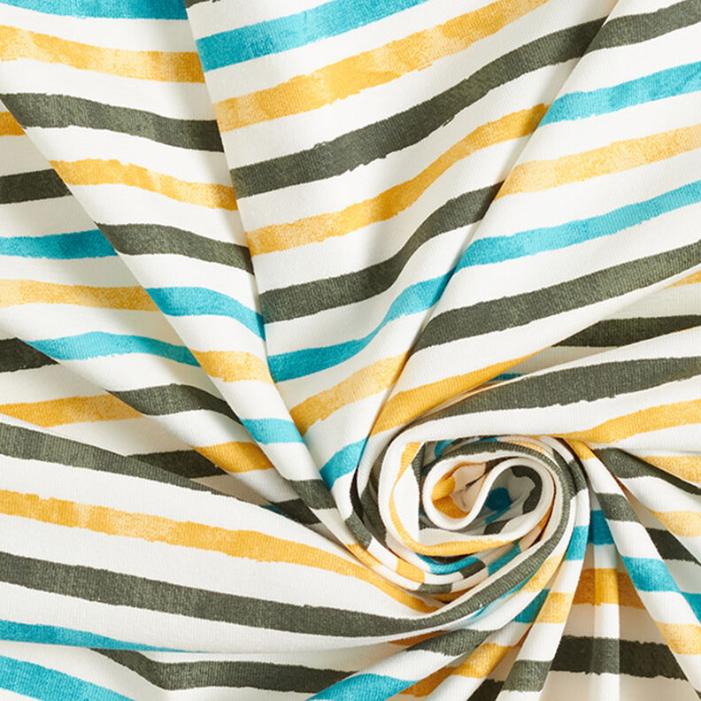 Jersey coton Bandes au pinceau – blanc,  image number 3