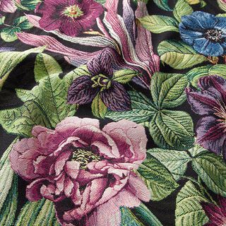 Tissu de décoration Gobelin fleurs – noir, 