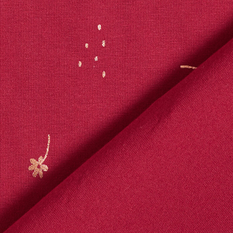 Jersey coton Fleurs Imprimé feuille – rouge bordeaux/cuivre,  image number 4