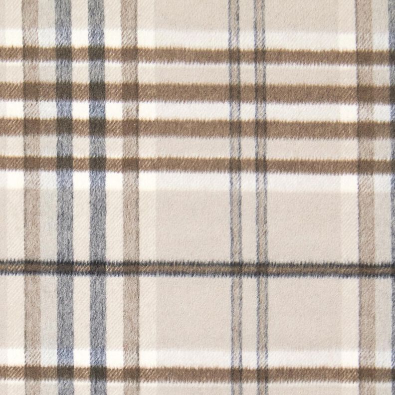 Tissu pour manteau Mélange de laine Tissu gratté à carreaux – taupe clair/mocca, image number 2