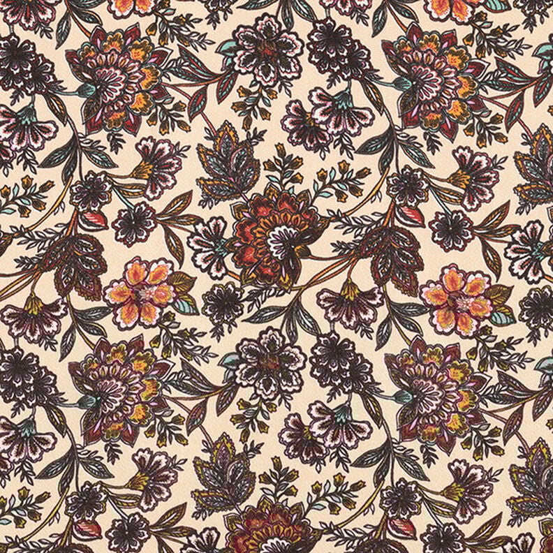 Satin de viscose Fleurs Paisley – noix de cajou, image number 1
