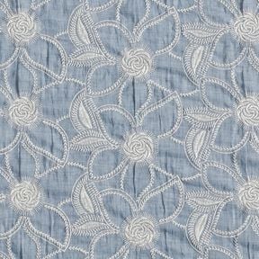 <h2>Tissu en Coton Broderie Florale &ndash; Batiste Bleu Jean Clair, Brod&eacute;</h2>, 
