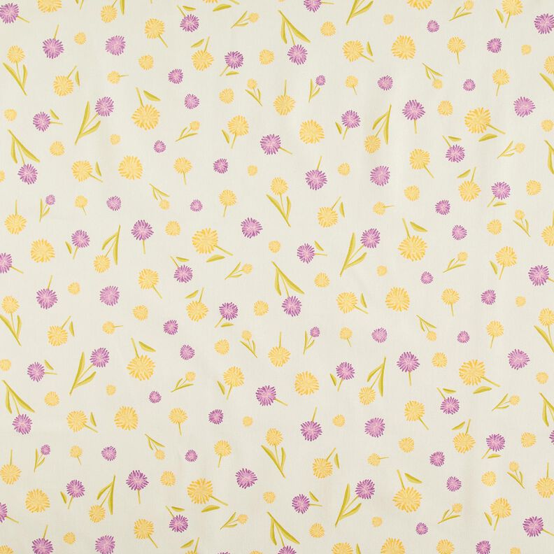 Tissu de décoration Semi-panama Petites fleurs de printemps – écru/jaune vanille, image number 1