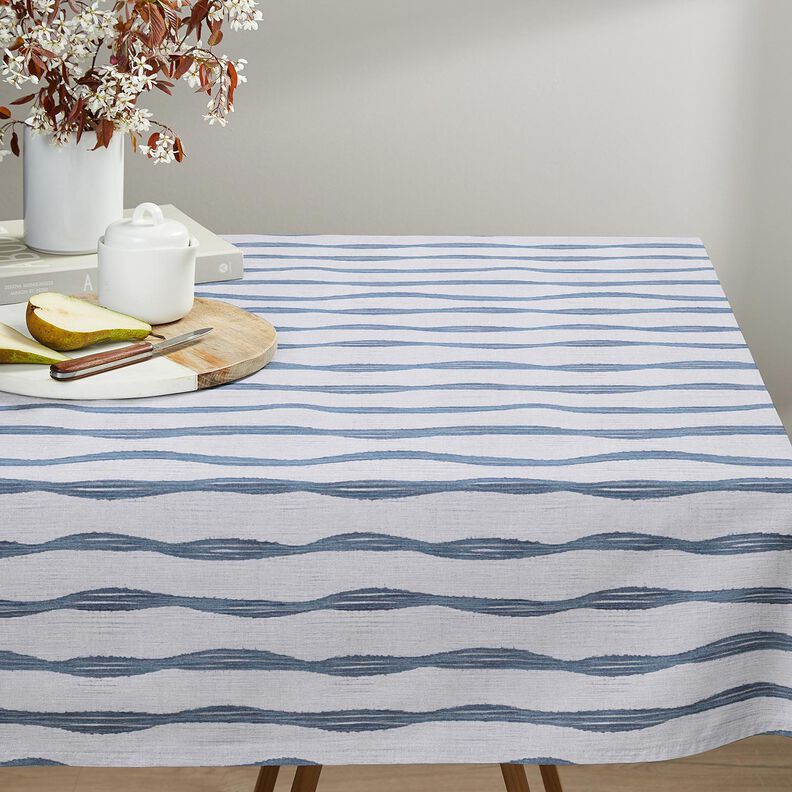 Tissu de décoration Semi-panama Rayures ondulées – bleu, image number 7