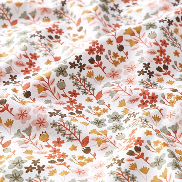 Tissu en coton Cretonne Fleurs filigranes – orange/blanc,  image number 2