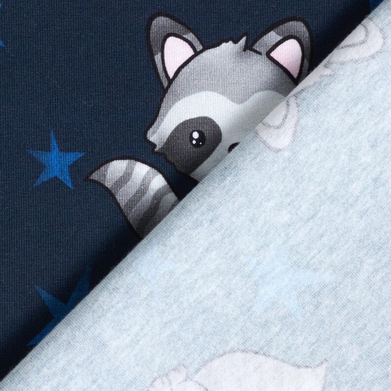 Jersey coton Raton laveur et étoiles | Glitzerpüppi – bleu nuit/argent,  image number 4