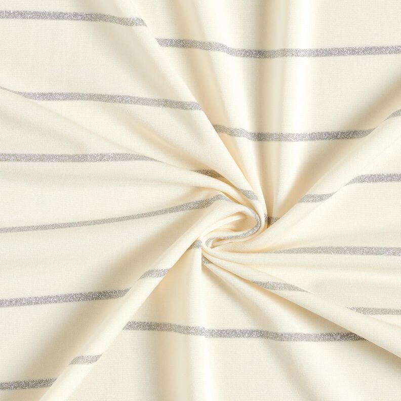 Jersey à rayures pailletées larges – blanc/argent métallisé,  image number 4