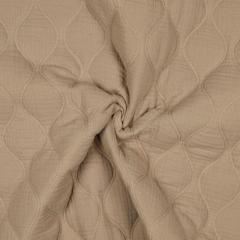 Tissu matelassé Tissu gaze de coton Vagues – beige foncé, image number 3