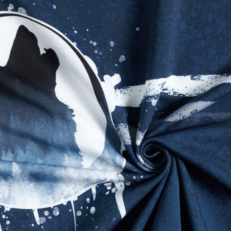 French Terry Panel loup mystique | Glitzerpüppi – bleu marine/blanc,  image number 3