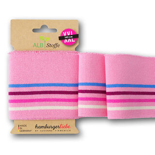 GOTS Bord-côtes CUFF ME COLLEGE [ 140 cm | 7,5 cm ] | Albstoffe – rose/turquoise, 