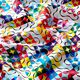 Tissu en polyester Lignes ondulées et carreaux multicolores,  thumbnail number 2