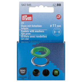 Œillets avec rondelles [20 unités | Ø 11 mm] | Prym – vert clair/argent métallisé, 