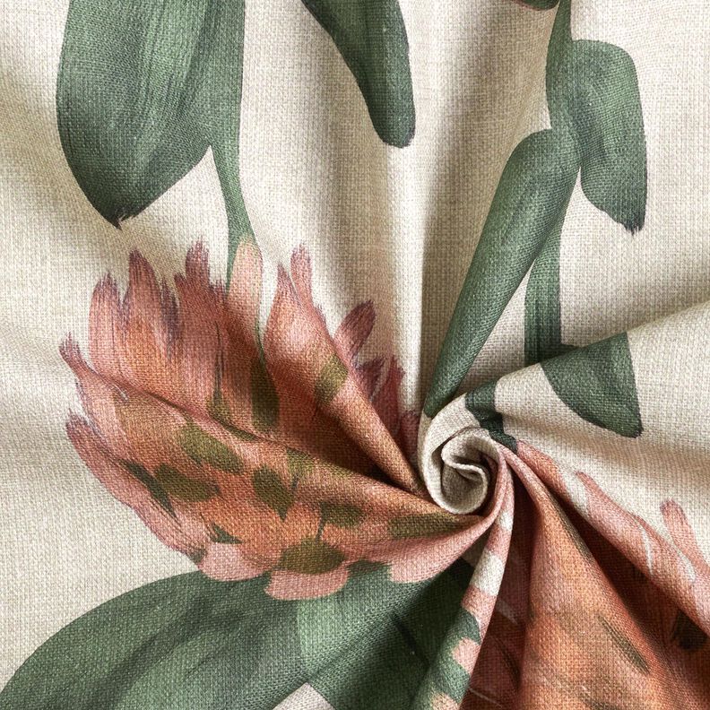 Tissu de décoration Semi-panama trèfle en fleurs – rouge/taupe clair,  image number 3