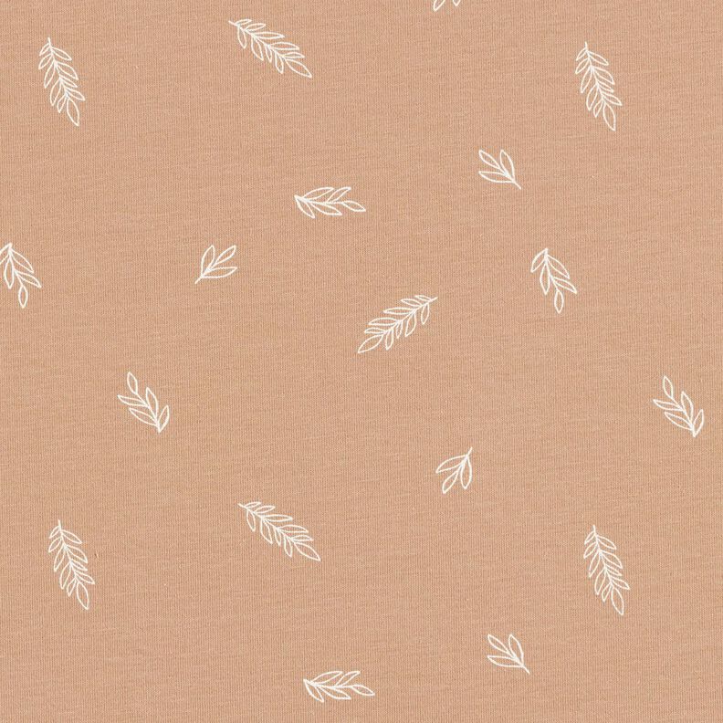 Jersey coton feuilles – marron clair, image number 1