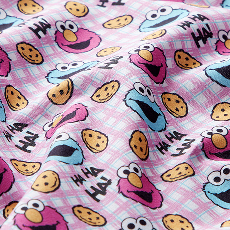 Popeline coton Tissu sous licence Cookie Monster et Elmo | Sesame Workshop – écru/rose,  image number 2