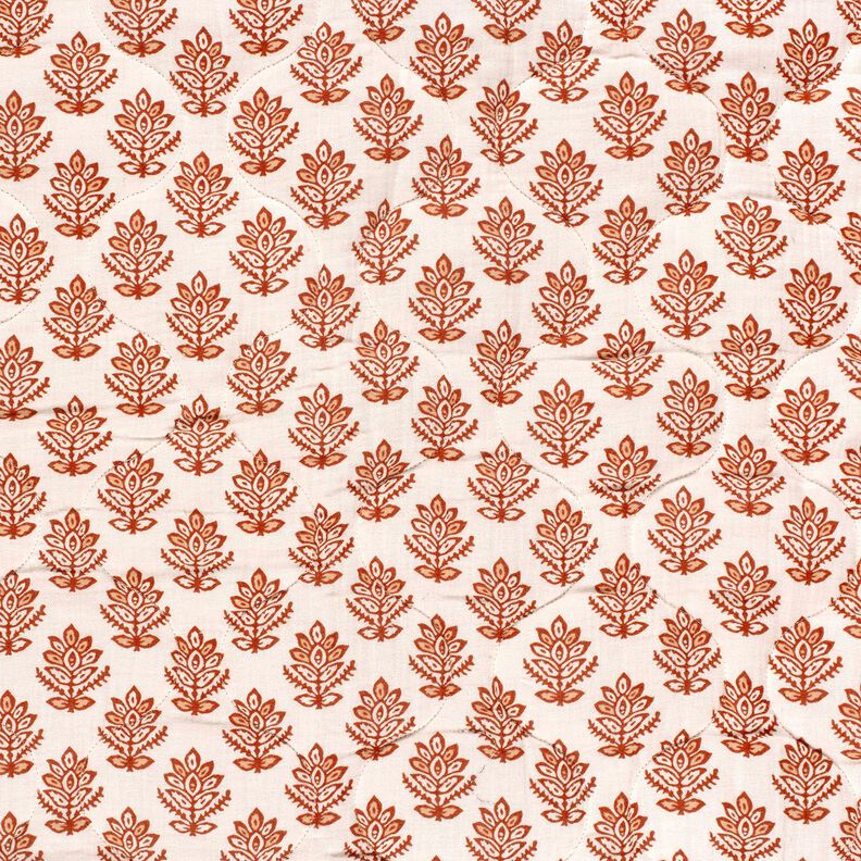 Tissu matelassé Tissu gaze de coton vrilles et fleurs – marron/bleu nuit,  image number 3