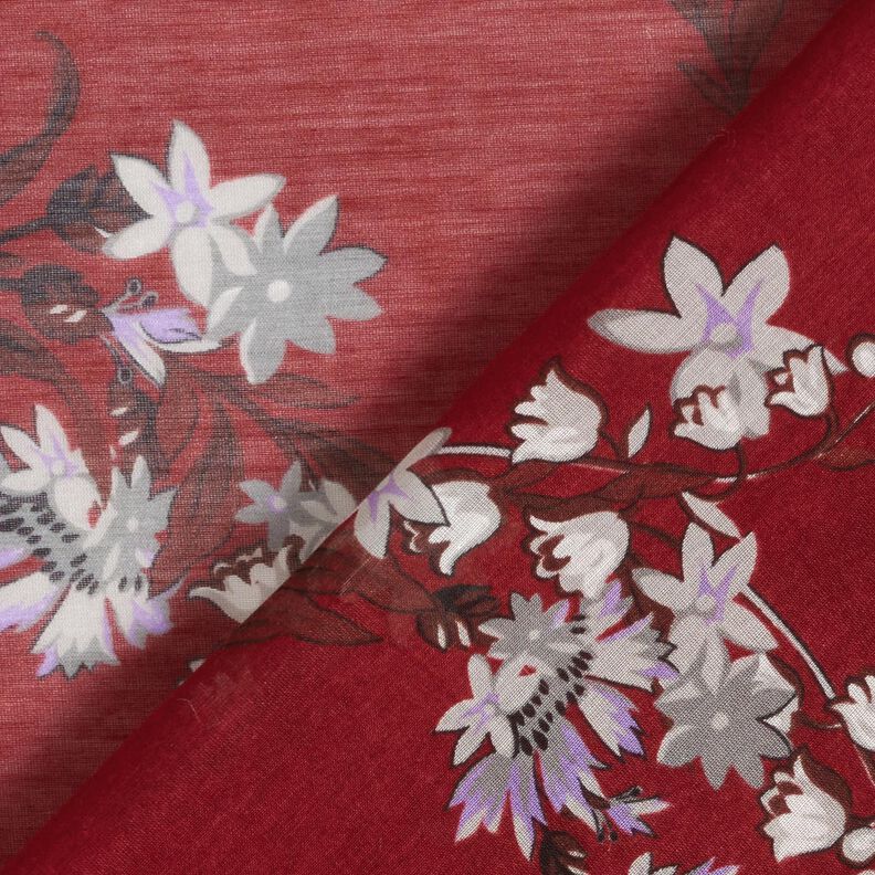 Voile de soie mélangée Bouquets de fleurs – carmin,  image number 5