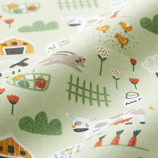 Popeline coton Ferme – vert pastel, 
