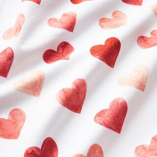 Sweatshirt gratté Cœurs aquarelle Impression numérique | by Poppy – blanc/rouge cerise, 
