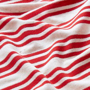 Jersey viscose Rayures pailletées irrégulières – écru/rouge, 