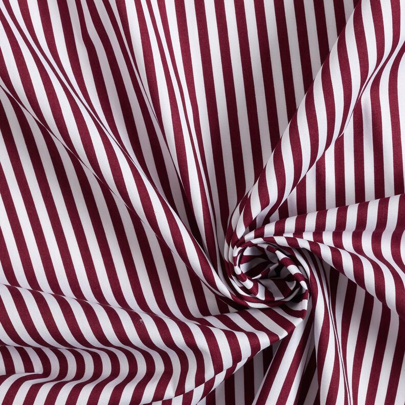 Popeline coton Rayures étroites – rouge bordeaux/blanc,  image number 3