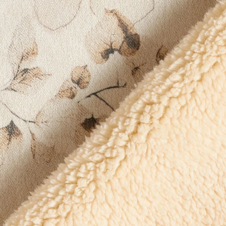 Tissu stretch velours doublé sherpa avec fleurs délicates | Katia Fabrics – nature, image number 5