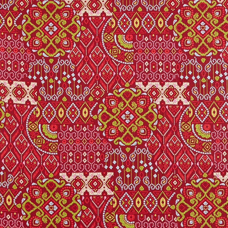 Tissu de décoration Semi-panama Ethnique moderne – carmin,  image number 1
