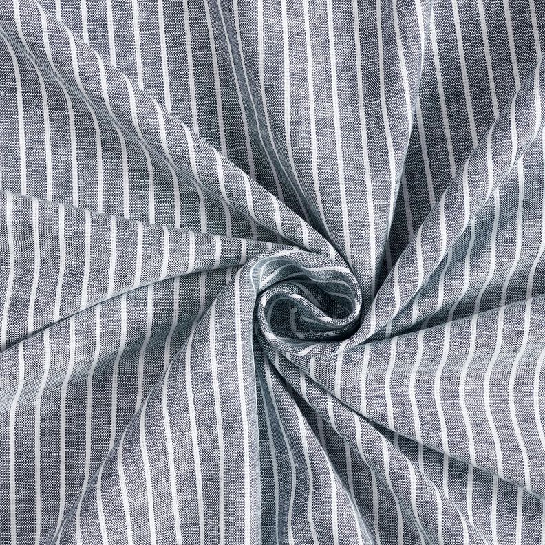 Mélange lin coton Larges rayures – bleu nuit/blanc,  image number 3