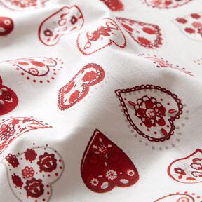 Tissu en coton Cretonne Petits cœurs – blanc/rouge foncé, 