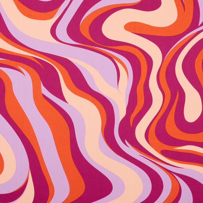 Satin de coton Vagues rétro | Poppy Fabrics – pourpre/orange,  image number 1