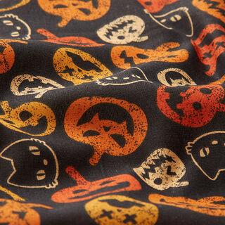 Tissu en coton Cretonne Fantômes de citrouille – noir/orange, 
