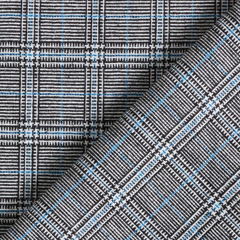 Mélange viscose Prince de Galles abstrait – bleu roi/noir,  image number 4