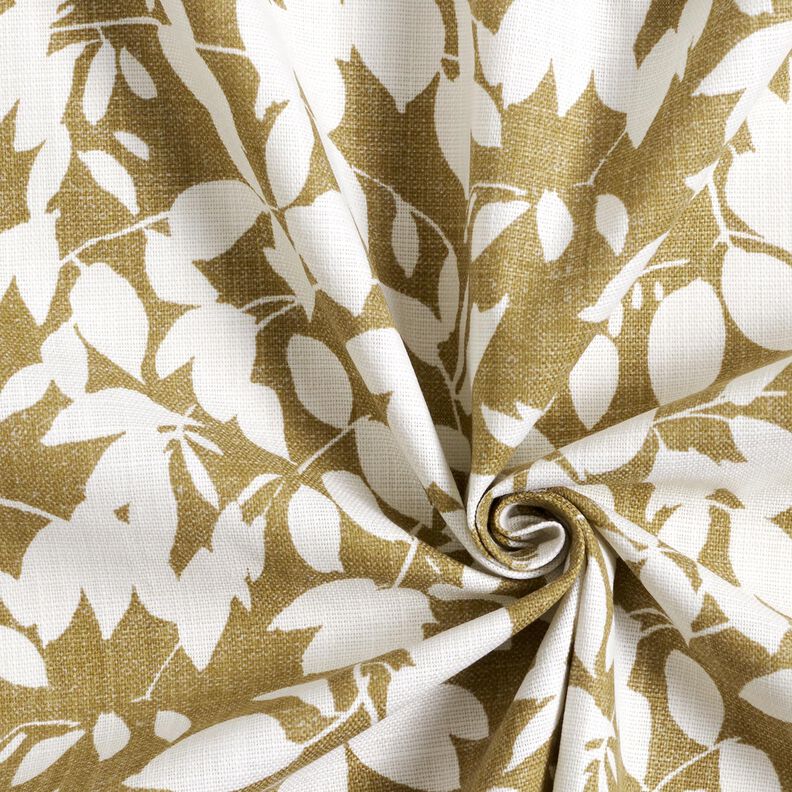 Tissu de d&eacute;coration Panama Silhouettes de feuilles &ndash; cr&egrave;me/olive clair,  image number 3