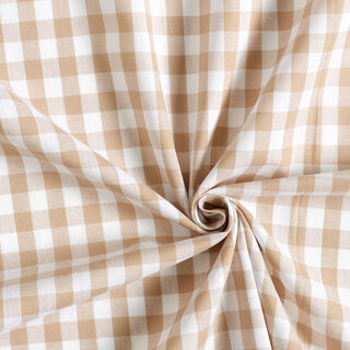 Tissu en coton Vichy - 1 cm – marron clair, 